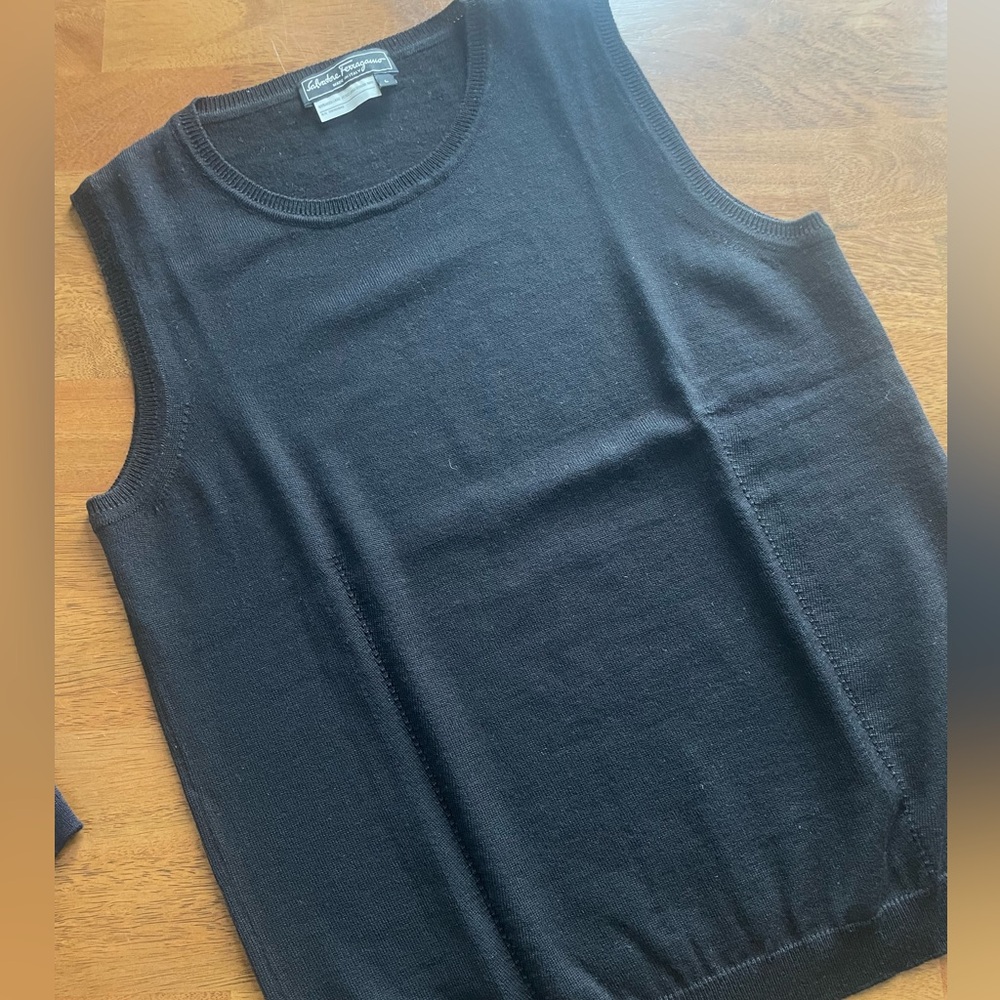 Salvatore Ferragamo Black Wool Knit Top